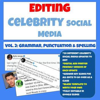 Preview of Grammar Practice: Edit Celebrity Social Media Updates Vol. 2! *NEW*