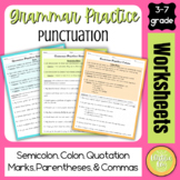 Grammar Practice + FREE Posters - Commas Quotes Semicolons