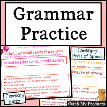 Preview of Grammar Practice: February Grammar Work for Promethean Board Use