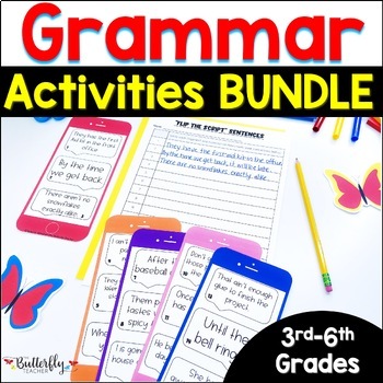 Preview of Grammar Practice, Worksheets & Games 3rd 4th Grade Grammar Review & Test Prep