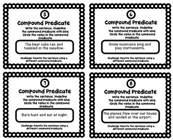 Grammar Practice: Identify the Compound Predicate | TpT