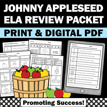 Preview of Johnny Appleseed Parts of Speech Vocabulary Grammar Review Apple Theme Packet