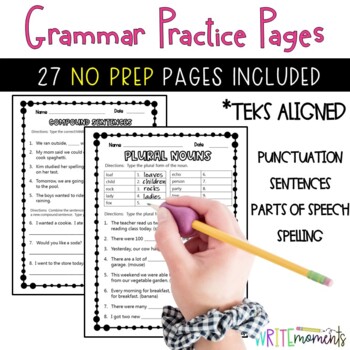 Preview of Grammar Practice Pages NO PREP