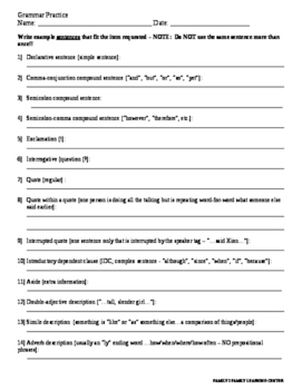 Preview of Grammar Practice Worksheet