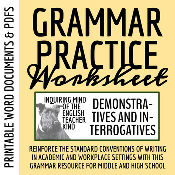Preview of Grammar Practice Worksheet on Demonstrative and Interrogative Pronouns