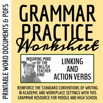 Preview of Grammar Practice Worksheet on Linking Verbs and Predicate Words (Printable)