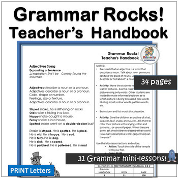 Preview of Grammar Lessons for First Grade - 31 Grammar Mini-Lessons - Teacher Handbook