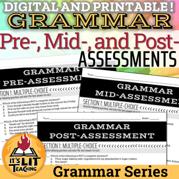 Preview of Grammar: Pre-assessment, Mid-assessment, & Post-assessment or Tests