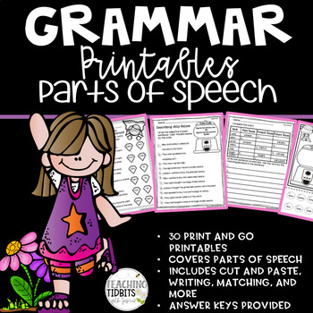 Preview of Grammar Worksheets, Grammar Review, Grammar Practice, Parts of Speech