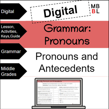 Preview of Grammar: Pronouns and Antecedents - Lesson and Worksheet - Digital