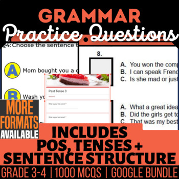 Preview of ELA Grammar Review | Worksheets Forms Slides Bundle | Parts of Speech and Tenses