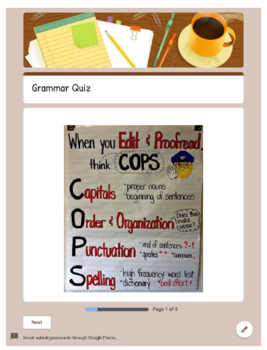 Preview of Grammar Quiz Google Form - Digital Learning