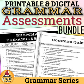 Preview of Grammar: Quizzes & Assessments for High School | Printable, Digital, & Editable