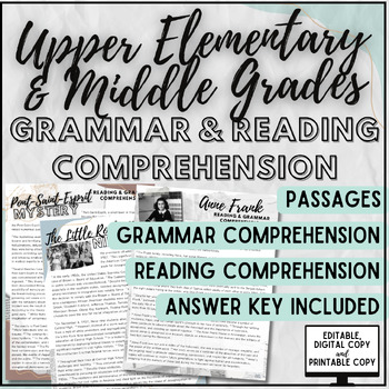 Preview of Grammar & Reading Comprehension Passages | ELA Digital & Print Resources