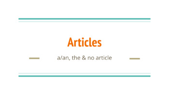 Preview of Grammar Resource ARTICLES Bundle (a/an, the & no article)