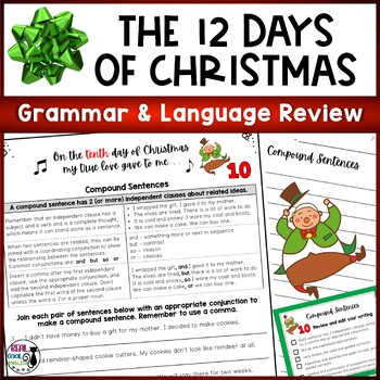 Preview of Christmas Grammar Review - 12 Days of Grammar Practice and Writing Prompts