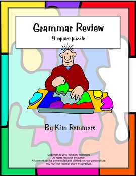 Preview of Grammar Review 9 Square Puzzle