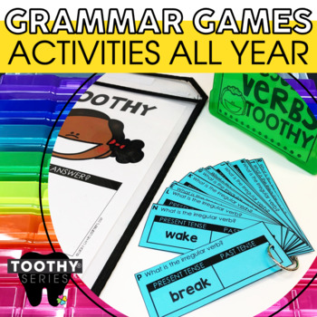 Preview of Grammar Review, Practice, Games - 2nd & 3rd Grade Grammar Activities Task Cards