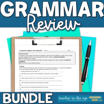 Preview of Grammar Review Bundle Parts of Speech and Sentences for Middle or High School