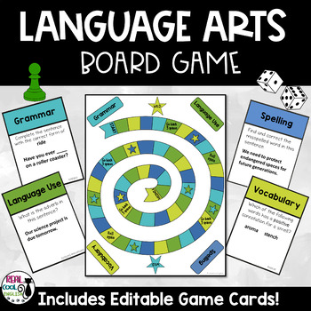 Preview of Language Arts Game for Grammar Review, Vocabulary, and Spelling - Editable!