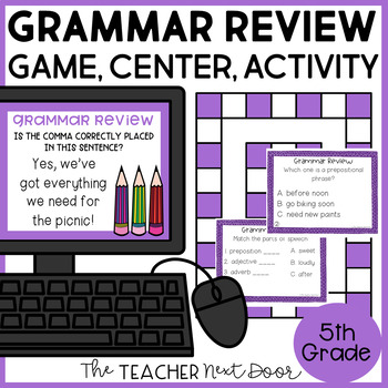 Preview of Grammar Review Game - 5th Grade Grammar Center - Grammar Review Activity