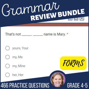 Preview of Grammar Review Includes Adjectives Nouns Pronouns Conjunctions 4th and 5th Grade