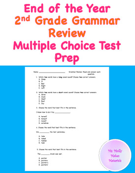 Preview of Grammar Review Multiple Choice Worksheet End of the Year Test Prep