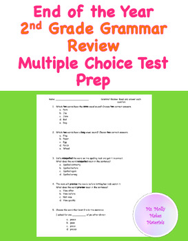 Preview of Grammar Review Multiple Choice Worksheet End of the Year Test Prep