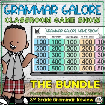 Preview of Daily Grammar Review Games Practice 3rd Grade Grammar Game Show Bundle