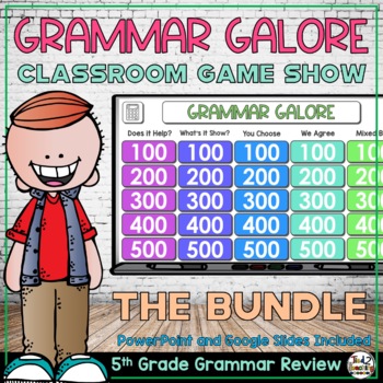 Preview of Grammar Review PowerPoint Game Show GROWING Bundle for 5th Grade