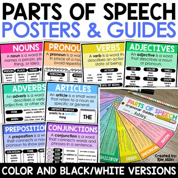 Preview of Parts of Speech Posters Grammar Wall Anchor Charts 3rd 4th 5th Grade
