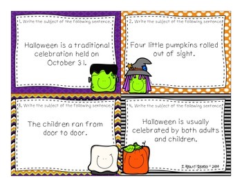 Grammar Review Task Cards Halloween Themed by Jessica Scott | TpT