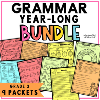 Preview of Grammar Review Activities 3rd Grade Worksheets No Prep Bundle