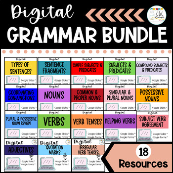 Preview of ELA Grammar Lesson, Review, & Practice Bundle Nouns, Verbs, Sentence Structure