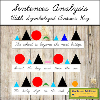 Preview of Sentences Analysis & Answer Key (Cursive) - Montessori Grammar - Parts of Speech