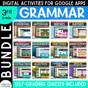 Preview of 3rd Grade Summer Review - ELA Grammar Skills BUNDLE - Reading Activities