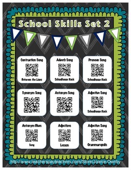 Preview of Grammar Skills QR Codes Set 2