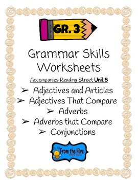 grammar skills worksheets for 3rd grade reading street unit 5 by from the hive