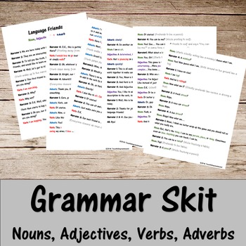 Preview of Grammar Skit- Nouns, Verbs, Adjectives, Adverbs