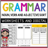 Grammar Parts of Speech Worksheets Google Noun Verb Adjective First Second Grade