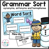 Grammar Sort Synonyms Antonyms Homophones Winter Theme