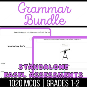 Preview of Grammar Standalone Easel Assessments Bundle: Nouns, Verbs, Adjectives, Pronouns,