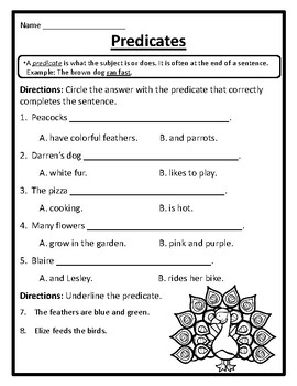 Grammar Subjects and Predicates Worksheets Subject and Predicate