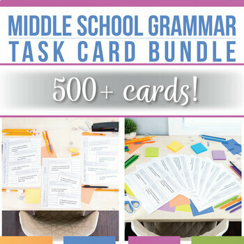 Preview of Grammar Task Card Bundle Middle School English Grammar