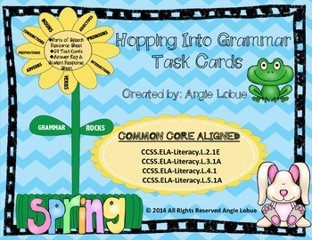 Preview of Grammar Task Cards: 24 Spring Themed Parts of Speech Cards