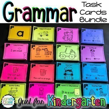 Preview of Kindergarten ELA Language Arts Grammar Practice Posters, Task Cards & Games