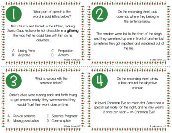 Christmas Grammar Task Cards by Leslie Auman | Teachers Pay Teachers