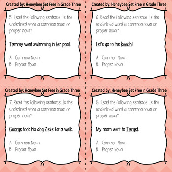 Grammar Task Cards: Common and Proper Nouns