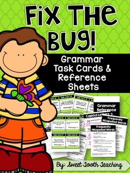 Preview of Grammar Task Cards "Fix the Bug"