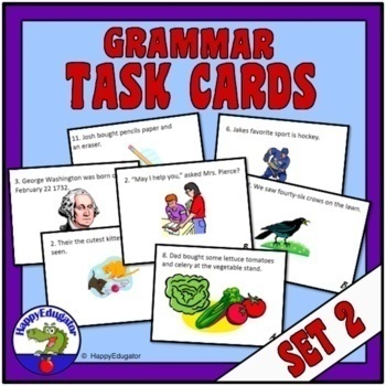 Preview of Grammar Task Cards Set 2 Easel Activity Digital and Print